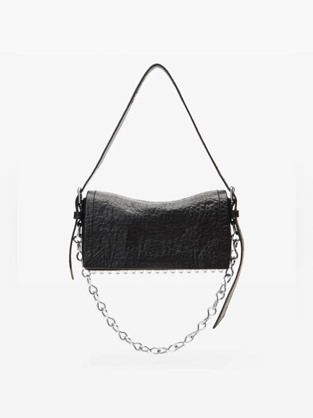 Alexander Wang New Ricco Crushed Slim Flap Bag Leather Black